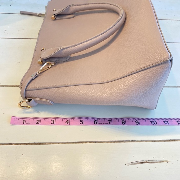 Madison West Pink Satchel Bag Large 13x10 PU Leather Removable Strap Minimalist - Picture 8 of 16